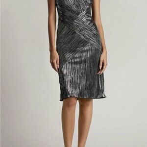 Tadashi Shoji Metallic Black Midi Dress